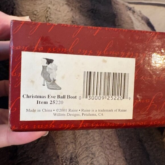 NIB Just the Right Shoe Christmas Eve Ball Boot 1st Annual #25220 Raine 2001 COA - Picture 8 of 11